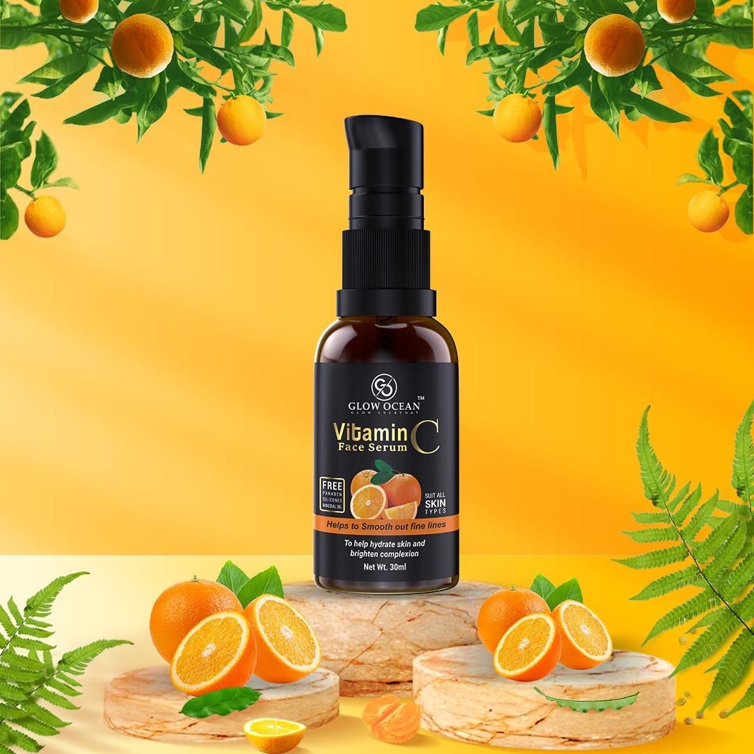 GlowOcean Vitamin C Serum - Skin Clearing Serum - Brightening, Anti-Aging Skin Repair, Supercharged Face Serum, Dark Circle, Fine Line & Sun Damage Corrector Face Serum 30ml