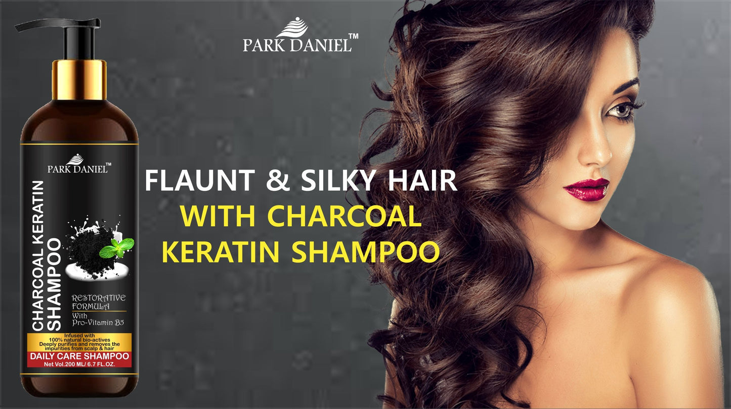 Park Daniel Premium Pure and Natural Charcoal Keratin Shampoo & Onion Ginger Shampoo Combo Pack Of 2 bottle of 200 ml(400 ml)