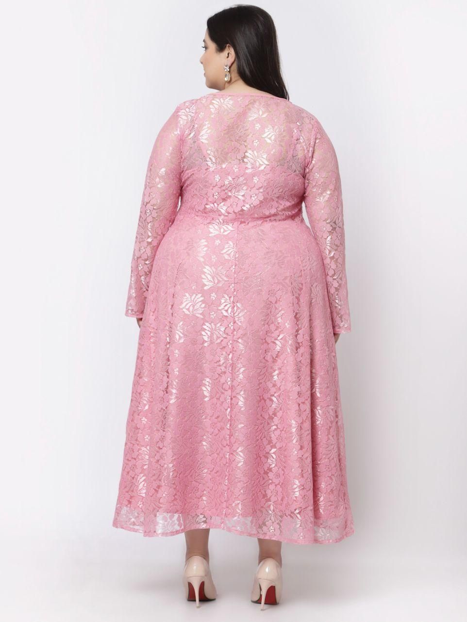 Flambeur Women's Plus Size Net Solid Drop Waist Dress