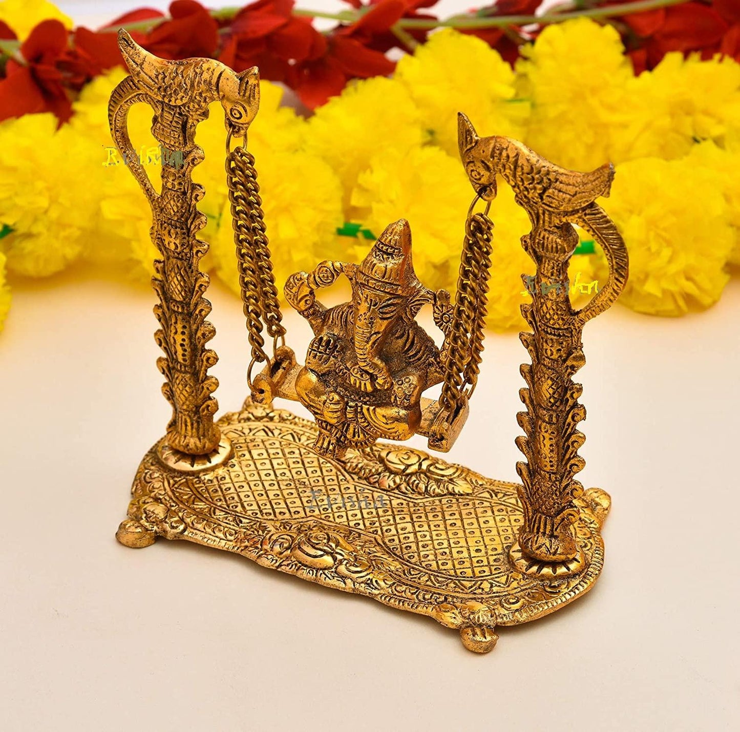 Oxide Metal Handcraft Ganesha Jhula Swing Decorative Showpiece