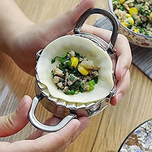 iPretty Combo of Manual Stainless Steel Puri Cutter Roller Machine with Handle & Dumpling Maker(Momos Maker)for Home Baking Tools (pack of 2)