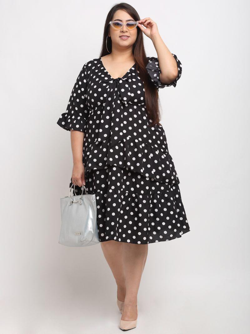Women's Plus Size Crepe Printed Bell Sleeves Short Dress