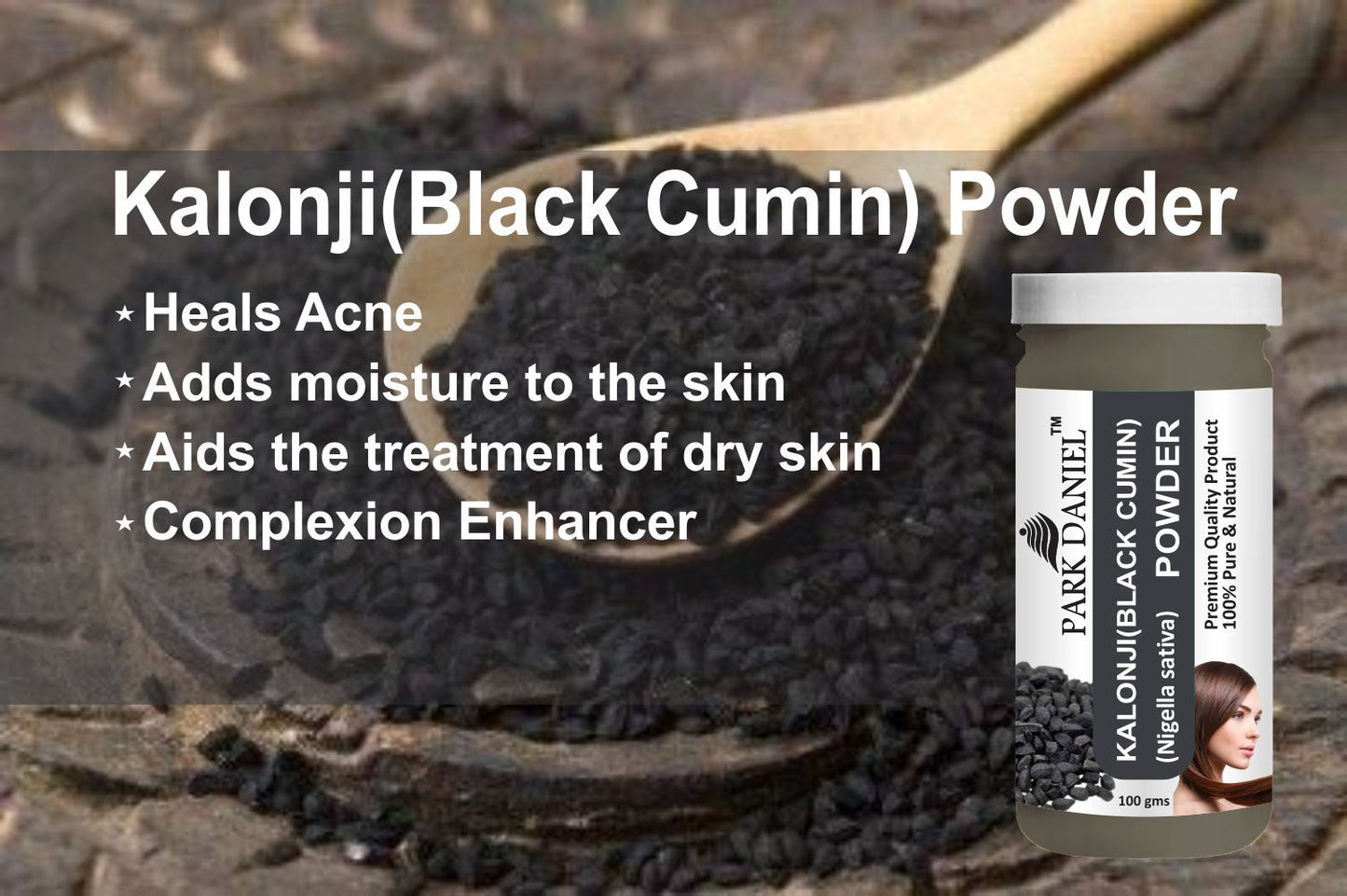 Park Daniel Rose Petal Powder & Kalonji(Black Cumin) Powder Combo pack of 2 Jars of 100 gms(200 gms)