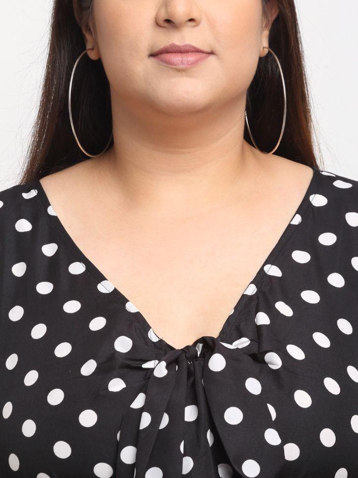 Women's Plus Size Crepe Printed Bell Sleeves Short Dress