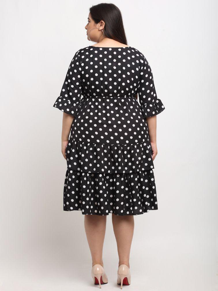 Women's Plus Size Crepe Printed Bell Sleeves Short Dress