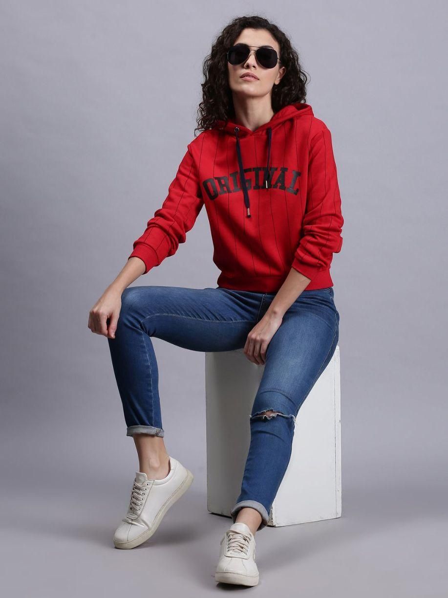 Urgera Women's Fleece Typography Sweatshirts with Hoodie