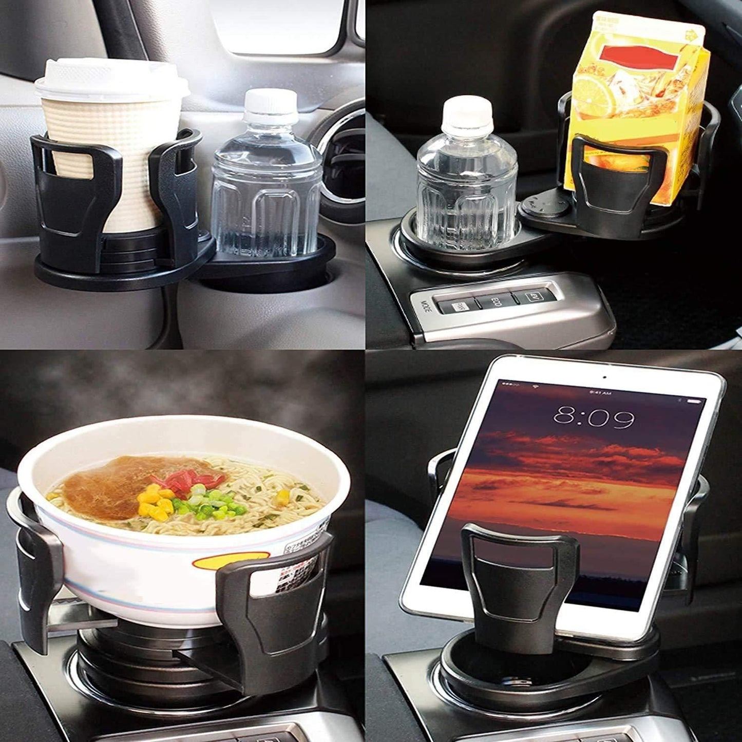 2 in 1 Multifunctional Car Drink Cup Holder & Organizer with Adjustable Base