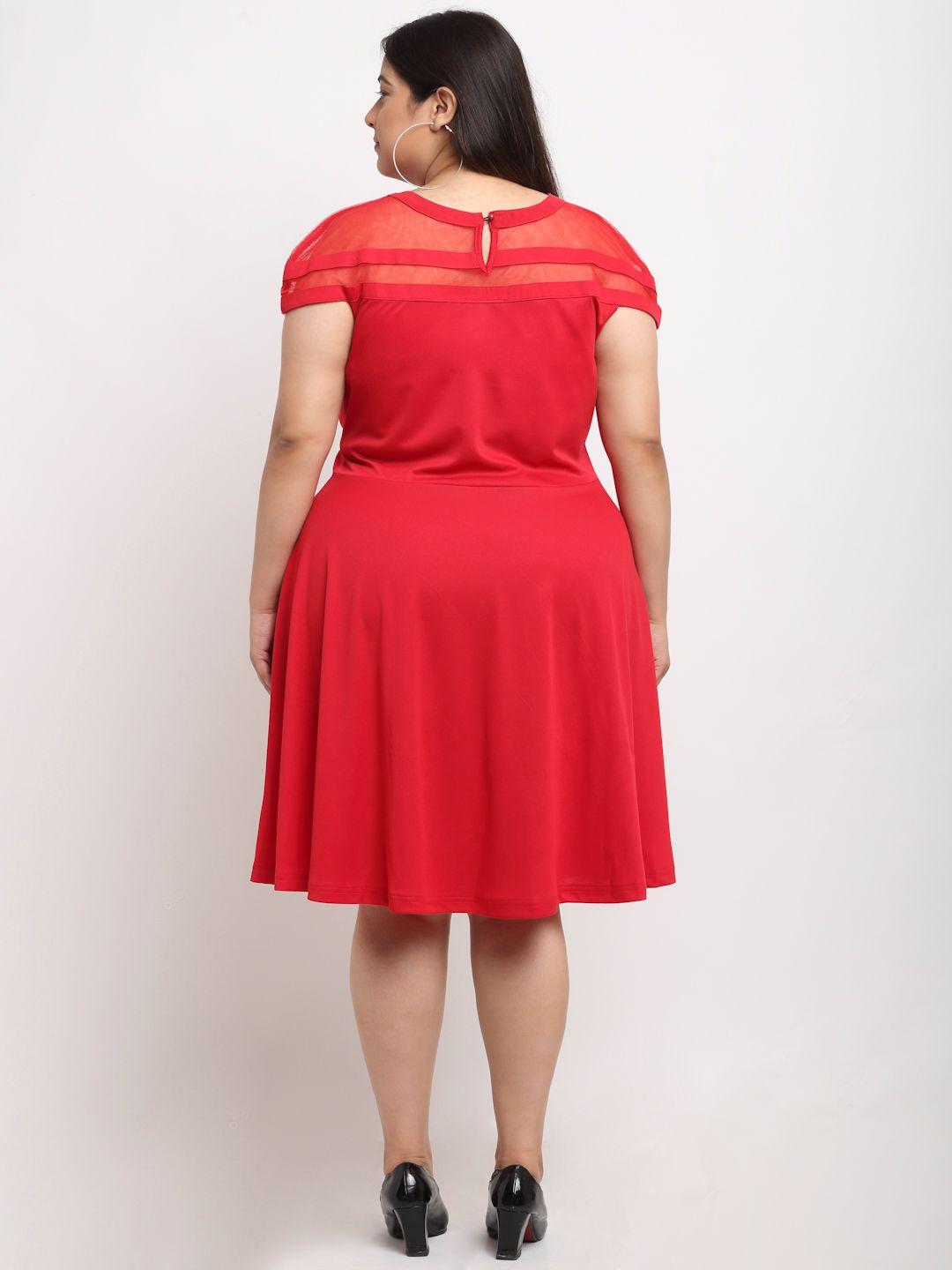 Women's Plus Size Hosiery Solid Net Pattern Flared Short Dress
