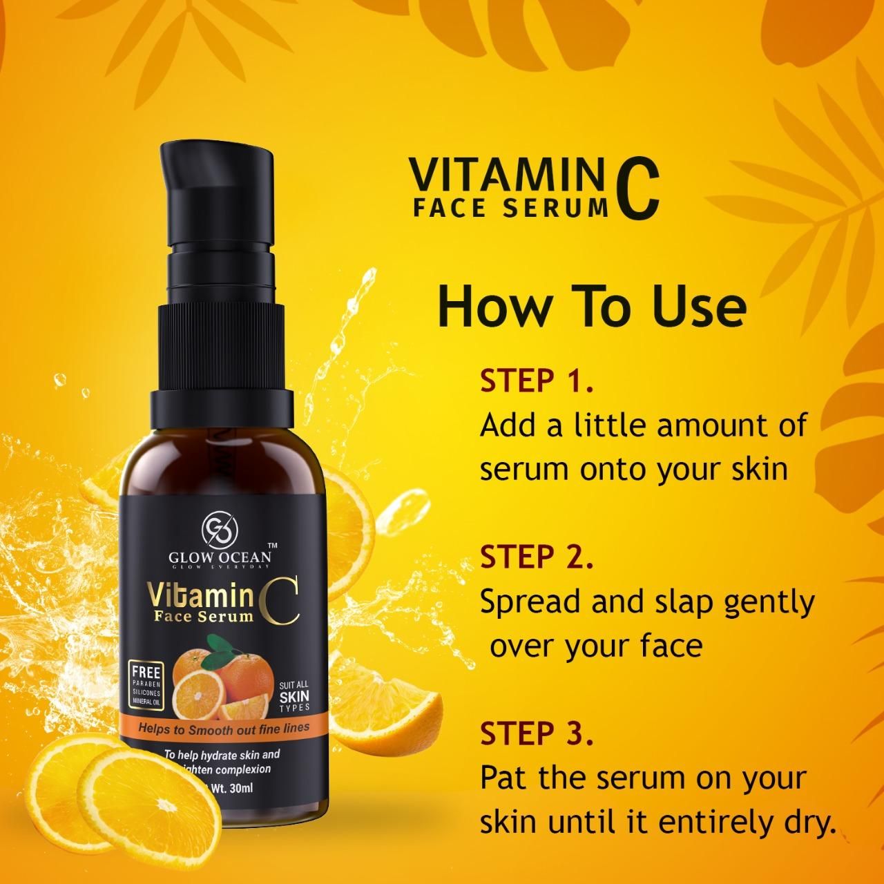 GlowOcean Vitamin C Serum - Skin Clearing Serum - Brightening, Anti-Aging Skin Repair, Supercharged Face Serum, Dark Circle, Fine Line & Sun Damage Corrector Face Serum 30ml