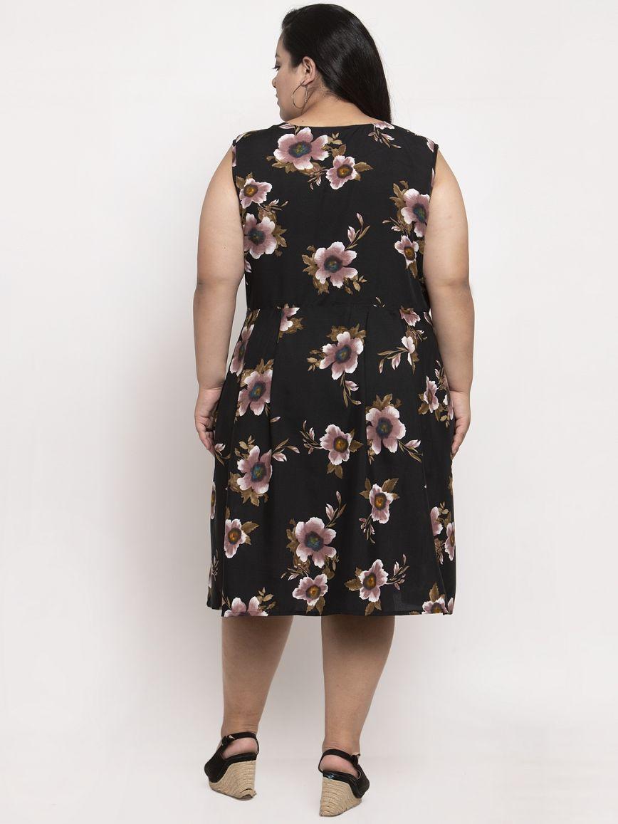 Women's Plus Size Crepe Floral Print Short Dress
