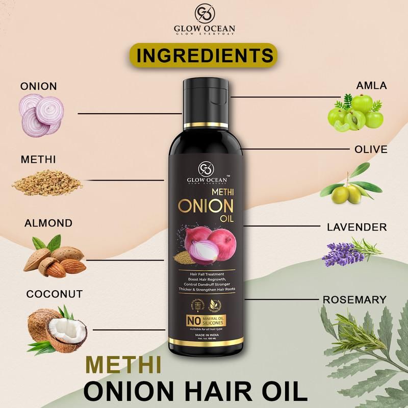 Ocean Onion Methi oil For Hair Fall Control,Hair Growth & Hair Regrowth-Control Dandruff (100Ml)