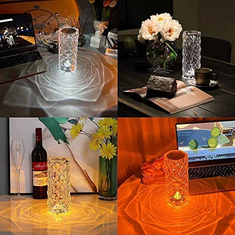 Crystal Table Lamp 16 Color Changing RGB Rose Diamond Touch Lamp