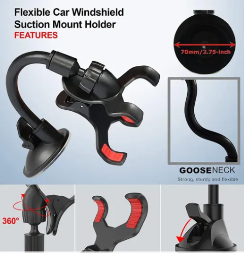iPretty 360 Degree Flexible Car Mobile Holder Windshield/Dashboard Mounts