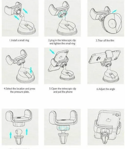 iPretty Car Mobile Holder Adjustable Phone Holder with 360 Degree Rotation Car Mount Mobile Phone Holder Stand for Dashboard Windshield