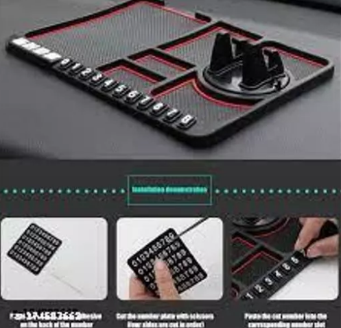 iPretty Anti Slip Car Dashboard Mat, Non-Slip Phone Pad with Phone Stand for 6-in-1 Car, Stop Items Sliding on Your Dashboard,