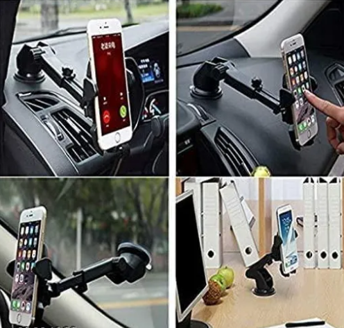 iPretty Long Neck Silicone Sucker Car Cradle Mobile Phone Holder Mount Stand One Touch 360 Degree Rotatable Telescopic Neck for Dashboard Windshield Compatible with All Smartphones Upto 6.5" Inch