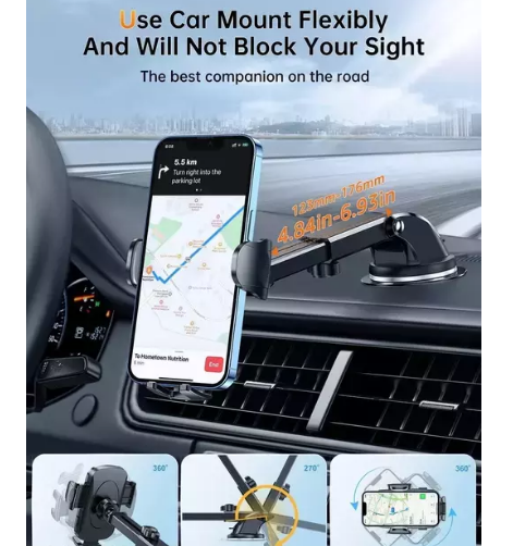 iPretty Car Mobile Holder for Dashboard, Windshield, Anti-slip, Clip (HQ)