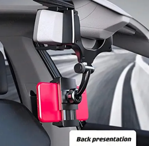 iPretty Car Rearview Mirror Phone Holder Mount 360 Degree Adjustable and Retractable, Car Phone Holder Apply to Car Rearview Mirror Phone Holder Mount for All Smartphone.