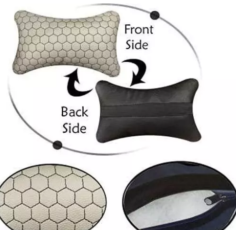 Car Cushion/ car backrest/ Leatherite Car Neck Rest /Neck Pillow /Neck Cushion with Adjustable Strap For All Car (Web-Print, Pack of 2)