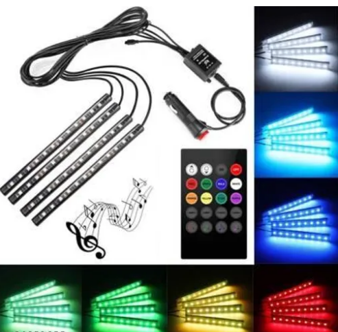 Cheap 4pcs Car RGB LED Strip Light LED Strip Lights Colors Car Styling  Decorative Atmosphere Lamps Car Interior Light With Remote 12V