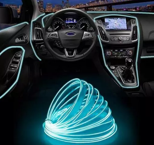 iPretty 5M EL Wire Car Interior Light Neon Light, Dance Party Decor Light Neon LED Lamp Flexible EL Wire Rope Tube Waterproof LED Strip With Car Charging Socket