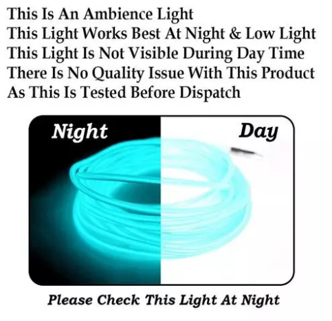 iPretty 5M EL Wire Car Interior Light Neon Light, Dance Party Decor Light Neon LED Lamp Flexible EL Wire Rope Tube Waterproof LED Strip With Car Charging Socket