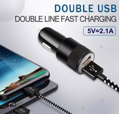 Pack of - 1 Car Charging Accessories Dual USB Car Charger Adapter 2 USB Port Led Display 2.1a & 1.0a Smart Car Charger for All Smart Phones (Multicolor)