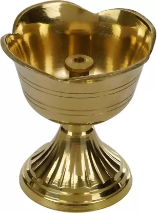 iPretty Akhand Brass Diya Small Lotus Design | Pital Diya For Puja | Brass Diya For Puja