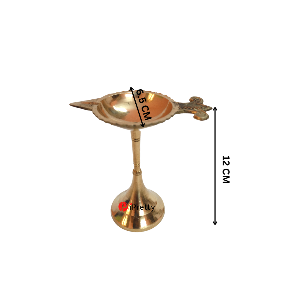 Indian Traditional Brass Table Diya | Diwali Puja Lamp (Height-12cm)