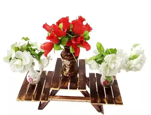 Wooden folding flower pot stand | Wooden folding rack with 3 desk | wooden planter stand | Wooden rack and shelf