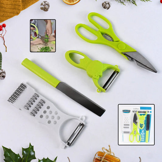 Pretty Buyers Kitchen Cutting Set – 4-Piece Stainless Steel Multi-Tool Kit