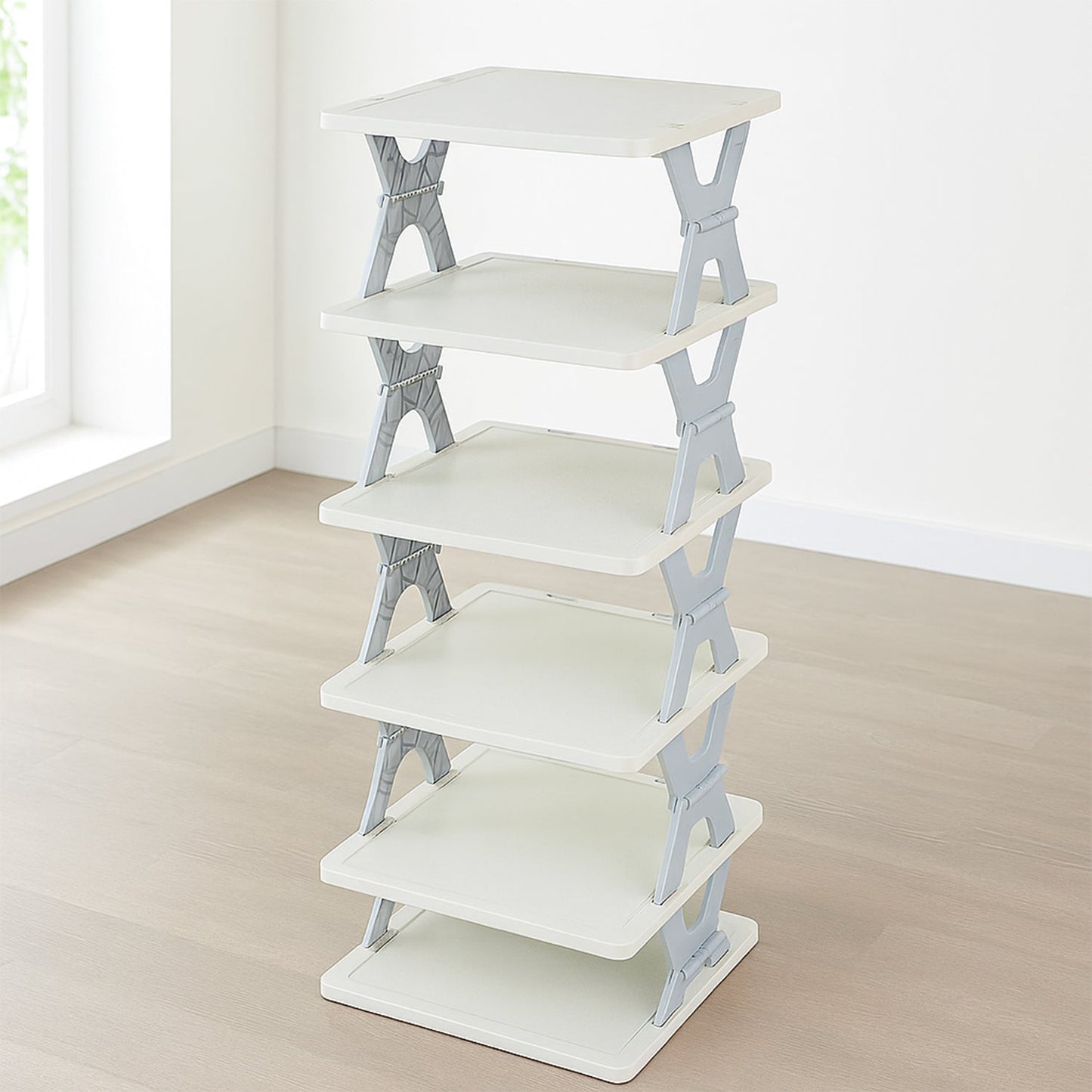 Light 6-Layer Shoe Rack – Foldable, Collapsible &  Plastic Stand Storage Organizer (Mix Color)
