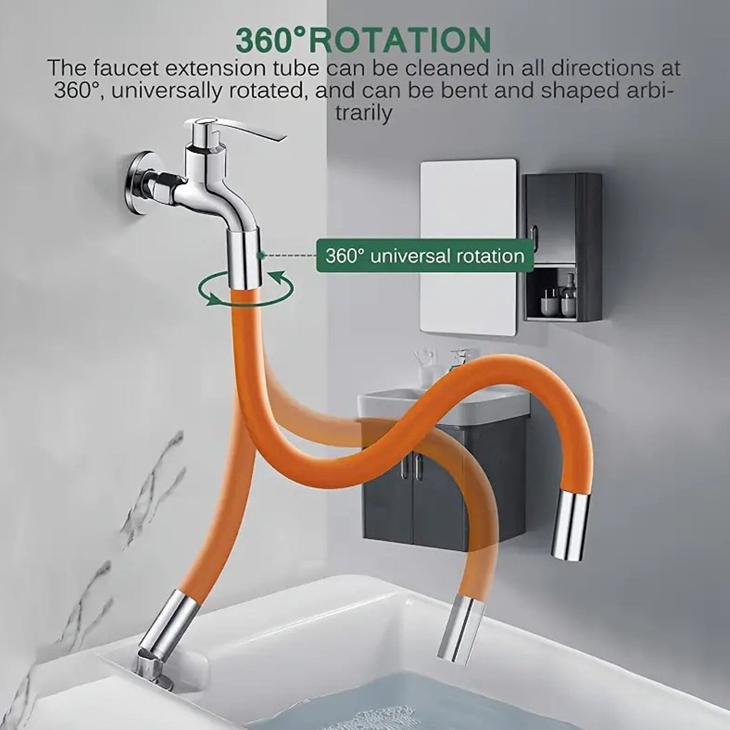 Flexible Water Tap Extender, Universal Foaming Extension Tube with Connector, 360 Free (18 CM)