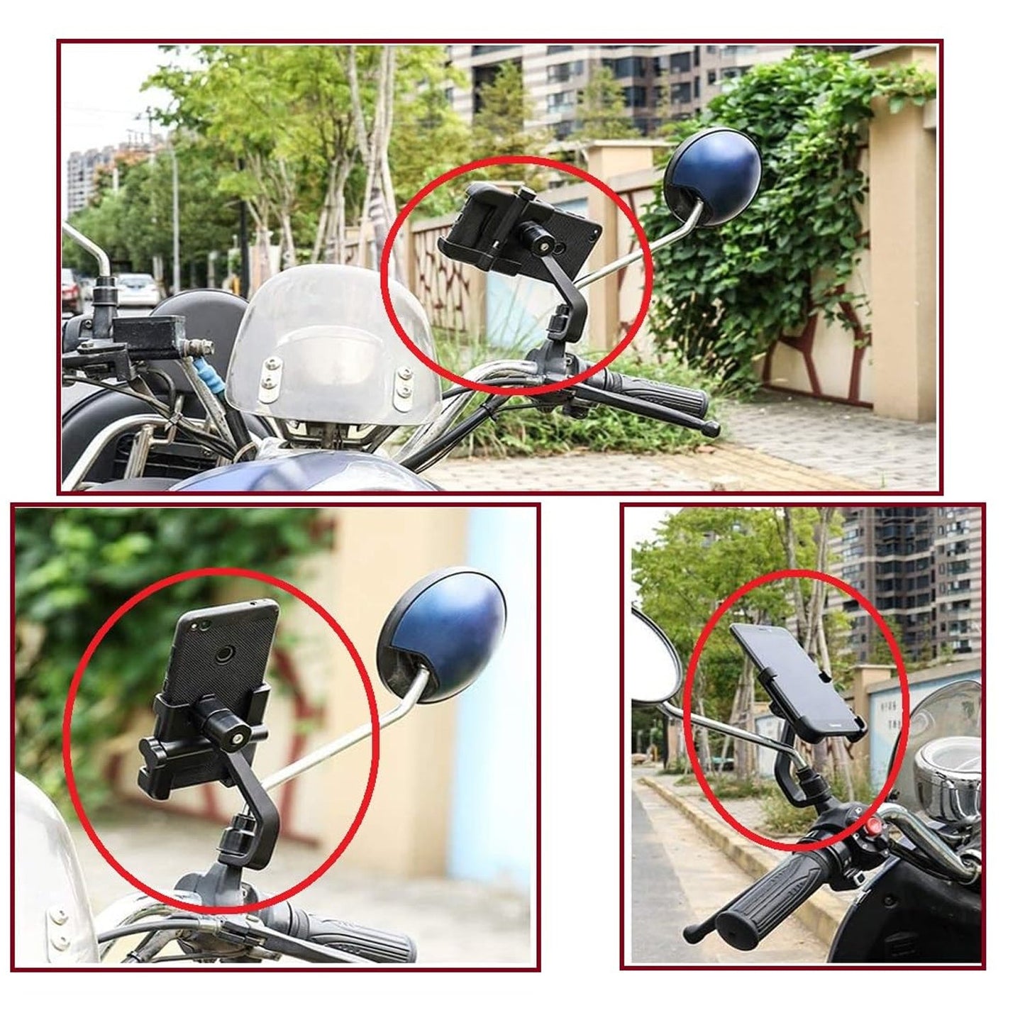 Bike & Scooty 360 Degree Rotating Metal Mobile Holder Stand Fits All Smartphones (1 Pc)