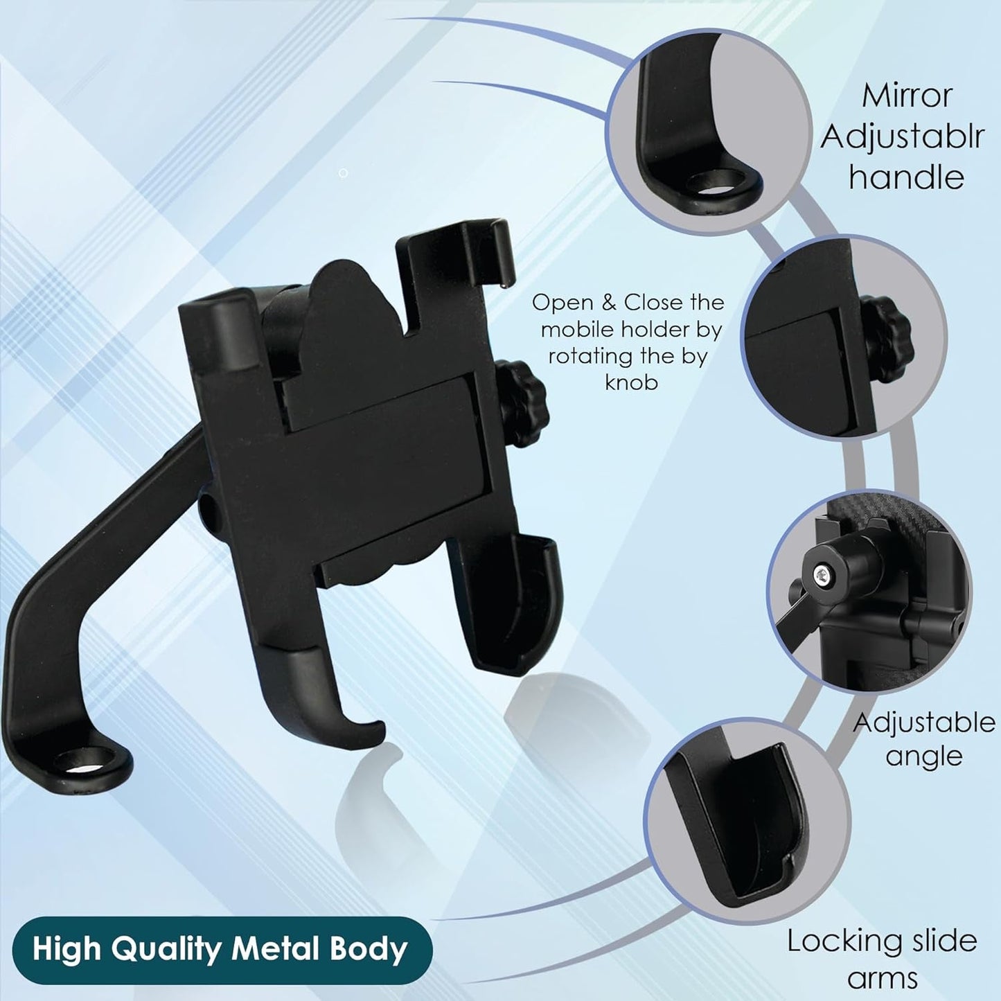 Bike & Scooty 360 Degree Rotating Metal Mobile Holder Stand Fits All Smartphones (1 Pc)