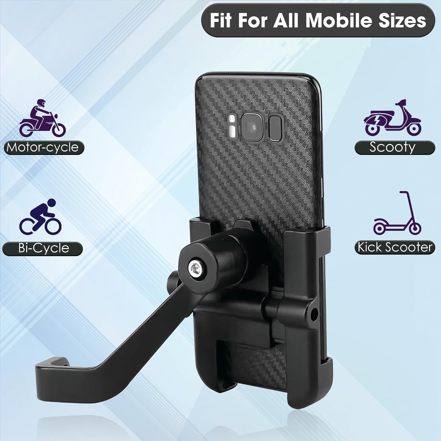 Bike & Scooty 360 Degree Rotating Metal Mobile Holder Stand Fits All Smartphones (1 Pc)