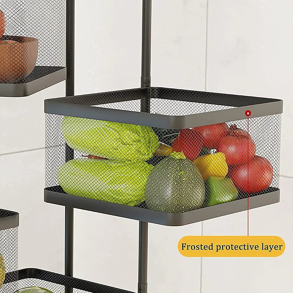 Pretty Buyers Metal Kitchen Trolley – 3-Layer Rotating Baskets