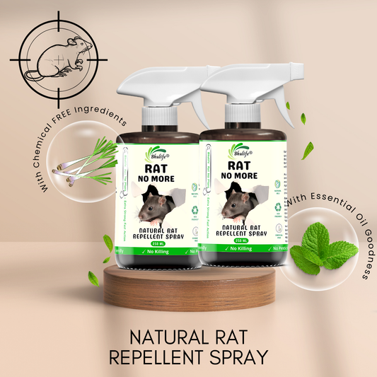 Bhulife Organic Rat Repellent Spray For Home, Godowns & Cars | Ready To Use Rat Spray 250ML (Pack Of 2)