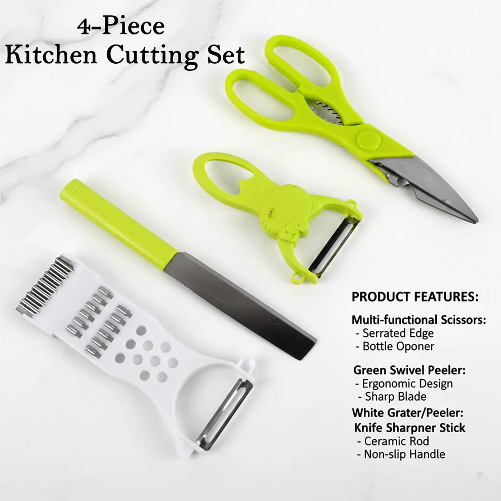 Pretty Buyers Kitchen Cutting Set – 4-Piece Stainless Steel Multi-Tool Kit