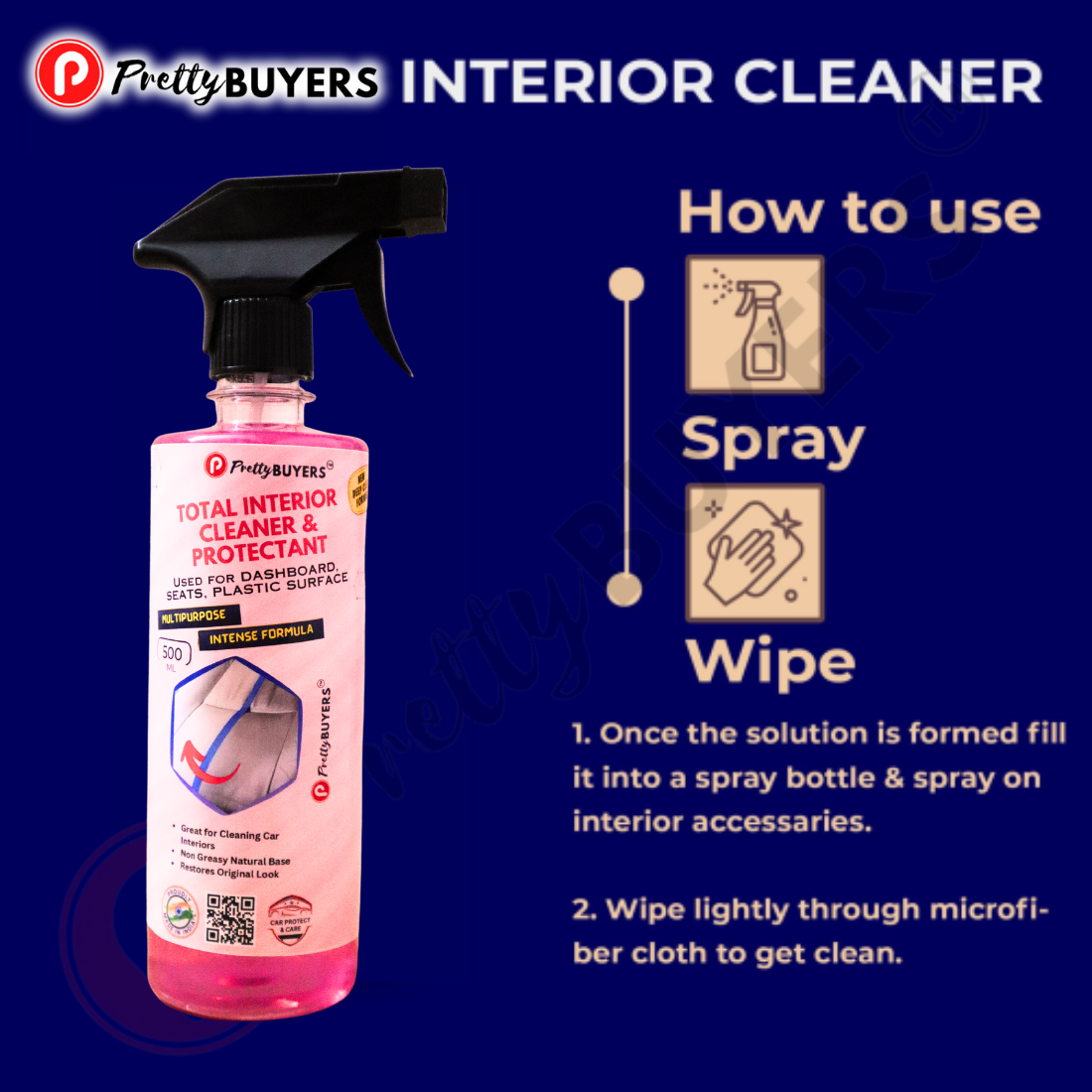 PrettyBUYERS Multipurpose Car Interior Cleaner Spray - 500 MLx4