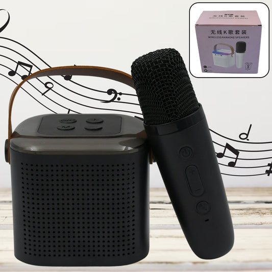 Wireless Speaker Microphone Set, RGB Light Portable Karaoke Speaker Mic Set Travel Friendly