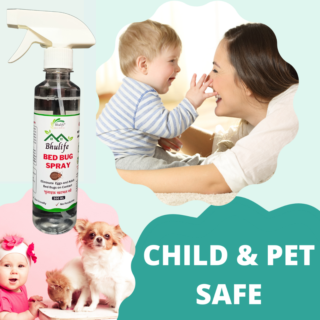 Bhulife Natural Organic Bedbug Killer Spray|Khatmal Marne Ki Dawai|Khatmal Maar 200MLx5