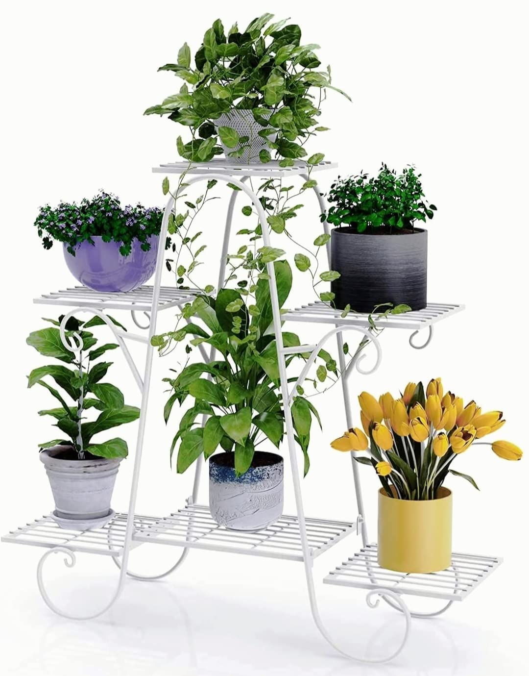 Bhulife 6 Tier Plant Stands for Indoors and Outdoors, Flower Pot Holder Shelf for Multi Plants
