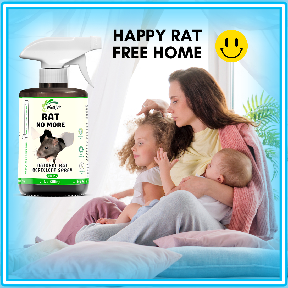 Bhulife Organic Rat Repellent Spray For Home, Godowns & Cars | Ready To Use Rat Spray 250ML (Pack Of 2)