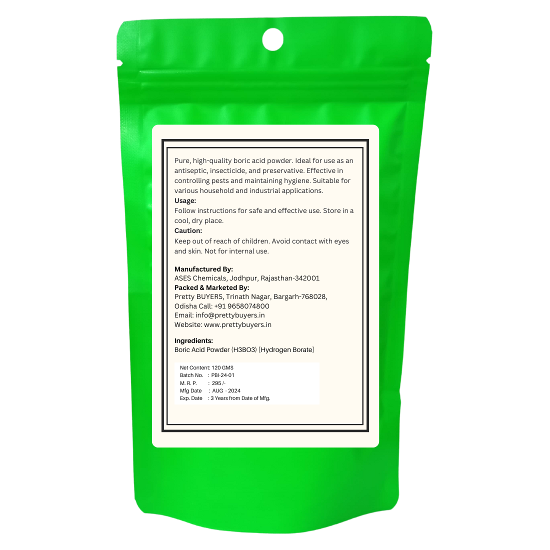 Boric Acid Powder for Cockroahes Repellent|Carrom Board Powder|Rice Preservative | All Purpose Cleaner | 120GM