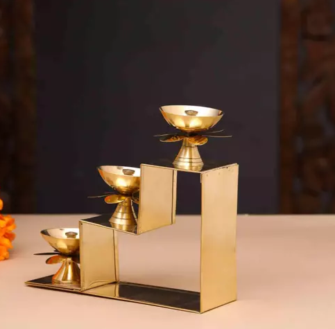 Brass 3 Step Decorative Akhand Diya (5 Inch)