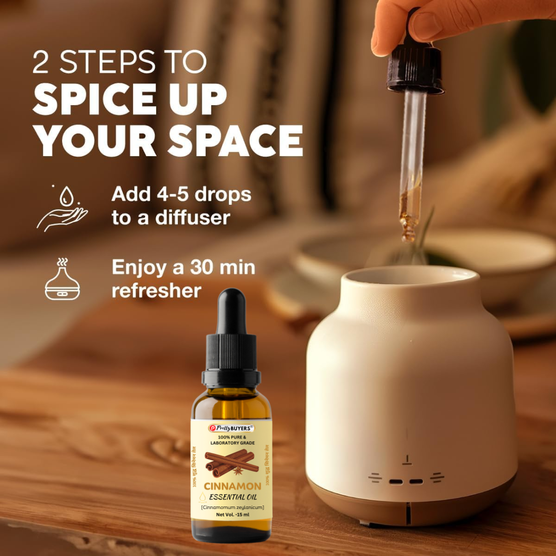 PrettyBUYERS Natural Cinnamon Essential Oil | 100% Pure & Organic | 15ML (Pack Of 1)