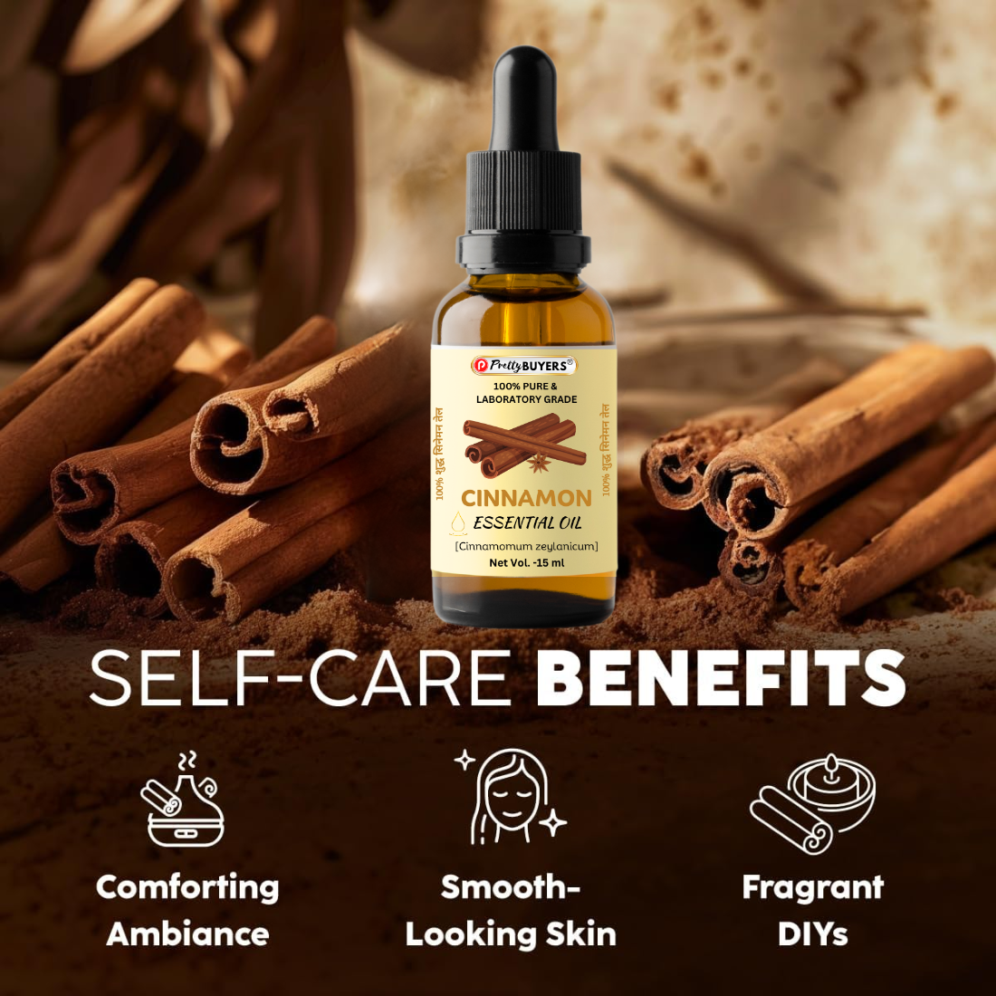 PrettyBUYERS Natural Cinnamon Essential Oil | 100% Pure & Organic | 15ML (Pack Of 1)