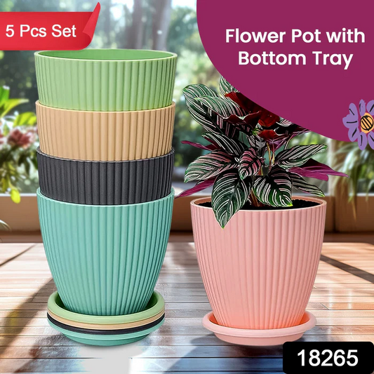 Designed Multi Color Plastic Flower Pot With Bottom Tray