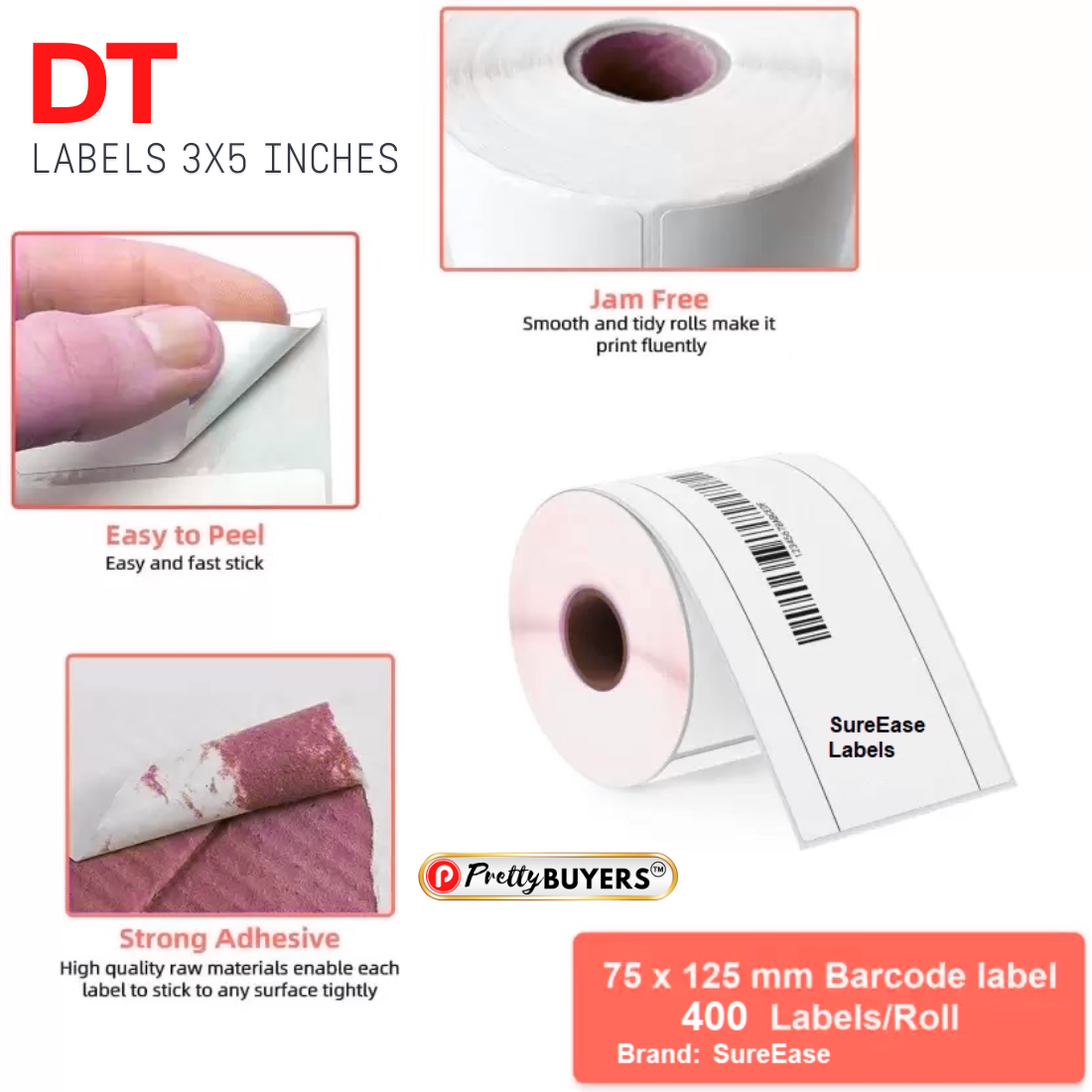 Direct Thermal Shipping Label Sticker Roll / Flipkart Meesho Shipping Labels - 3x5 Inches 400 Labels per Roll